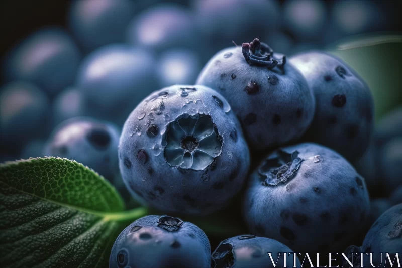 Blueberry Close-Up: A Burst of Youthful Energy and Health AI Image