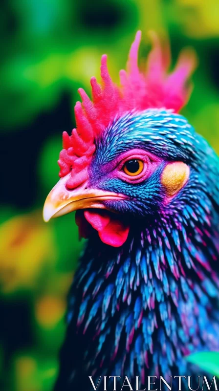 Colorful Chicken in Nature - Exotic Flora & Fauna AI Image