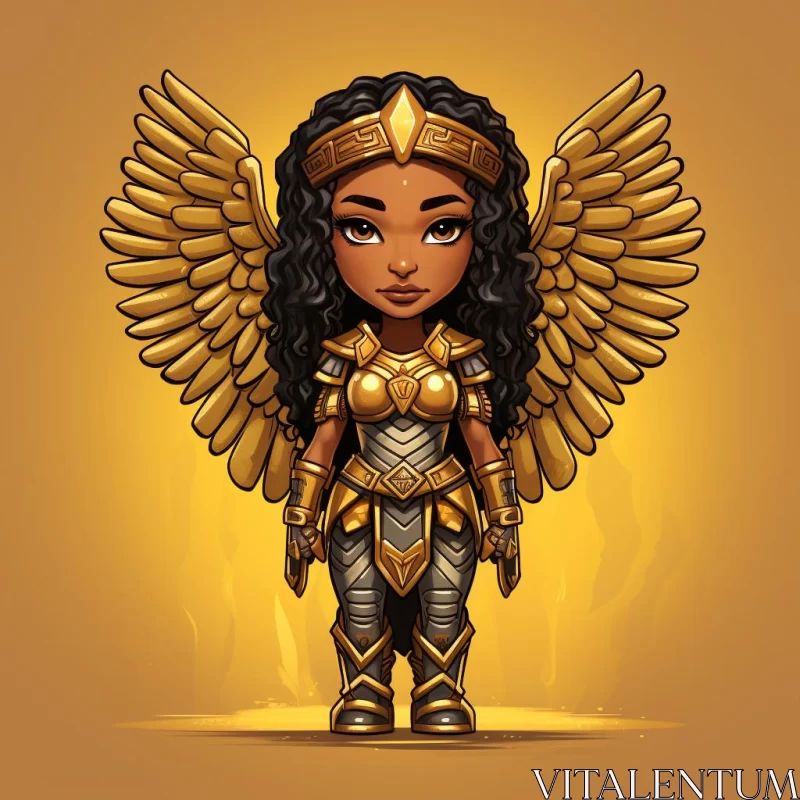 Golden Armored Angel - An African and Aztec Inspired Art AI Image