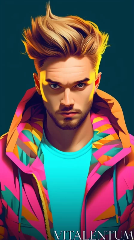 Neon Realism Cartoon Man Portrait - Celebrity Image Mashups AI Image