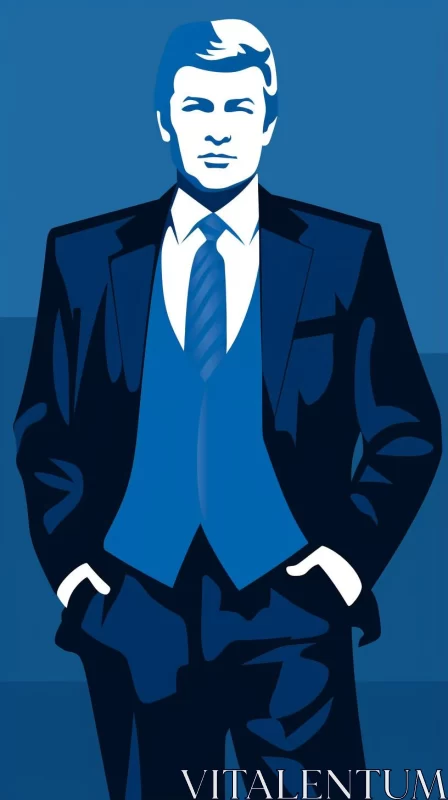 Abstract Fashion Illustration of Man in Suit AI Image