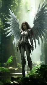 Angel Warrior in the Forest - Ethereal Art AI Image