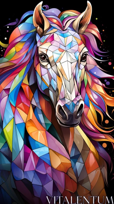 Colorful Geometric Horse Art - A Dance of Shapes and Colors AI Image
