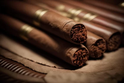 Luxurious Display of Cigars - Vintage Art Influence AI Image