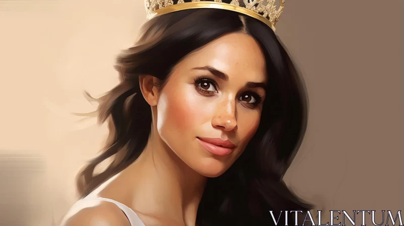 Royal Portrait of Meghan Markle in 2D Game Art Style AI Image