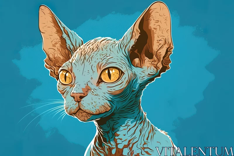 Sphynx Cat - Detailed Illustrative Portrait Art