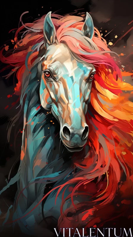 Abstract Colorful Horse Head Illustration AI Image