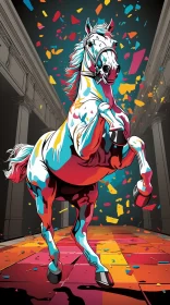 Colorful Horse Illustration in Concert Poster Style AI Image