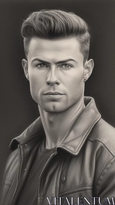 Detailed  MenPortrait in Leather Jacket AI Image