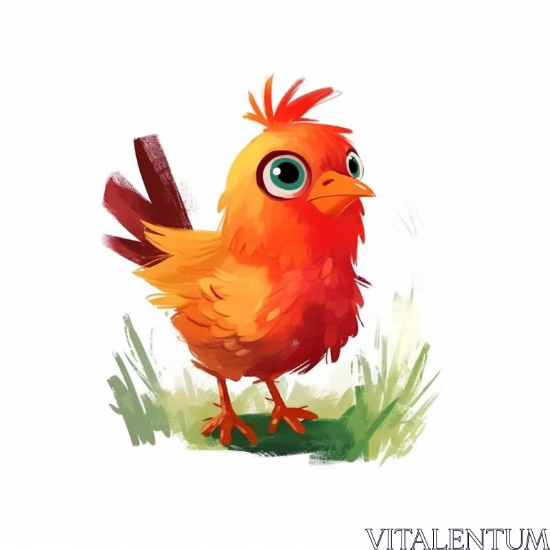 Playful Orange Bird - A Charming Game Art Illustration AI Image