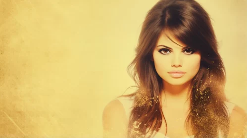 Selena Gomez HD Wallpaper - Golden Elegance AI Image