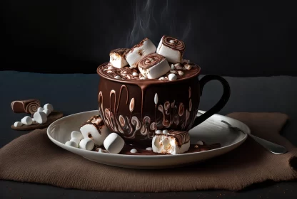 Meticulously Detailed Still Life - Hot Chocolate Mug with Marshmallows