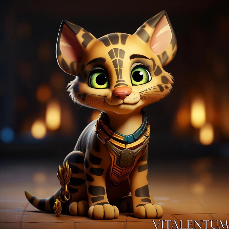 Ancient Egypt Inspired Cartoon Cat - A Cinematic Storytelling AI Image