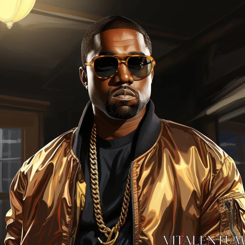 AI ART Digital Illustration of Man in Gold Jacket - Pop Culture Art
