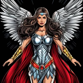 Romanesque Style DC Female Superhero with Wings - Comics Art AI Image