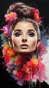 Bold and Colorful Floral Woman Artwork