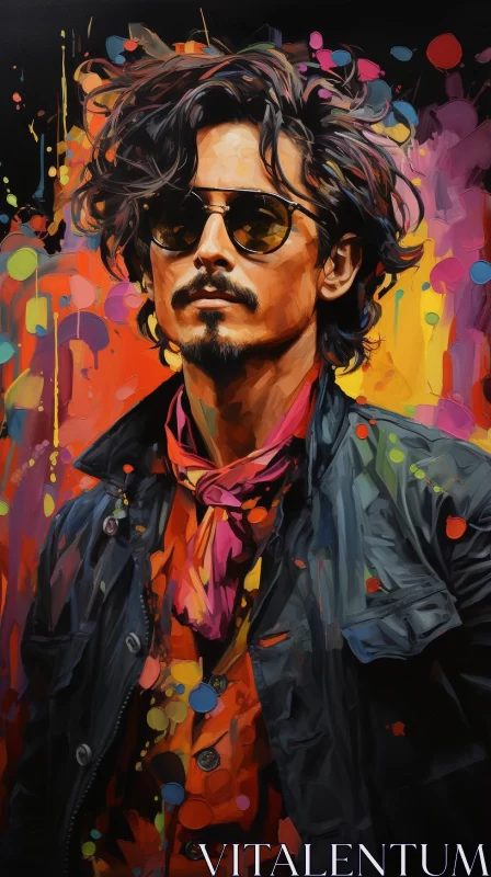 Colorful and Expressive Johnny Depp Painting AI Image