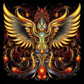 Golden Phoenix - A Spectacle of Indonesian Art and Symbolism AI Image