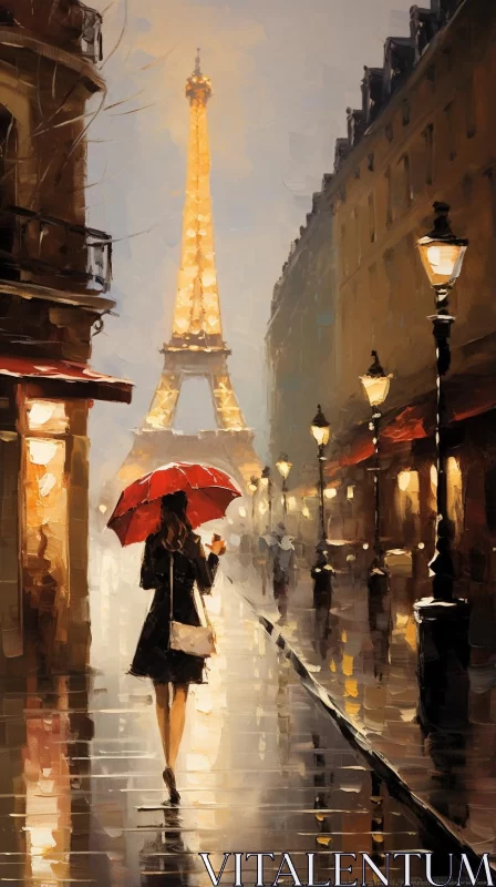 AI ART Rainy Day at the Eiffel Tower - Oil Painting