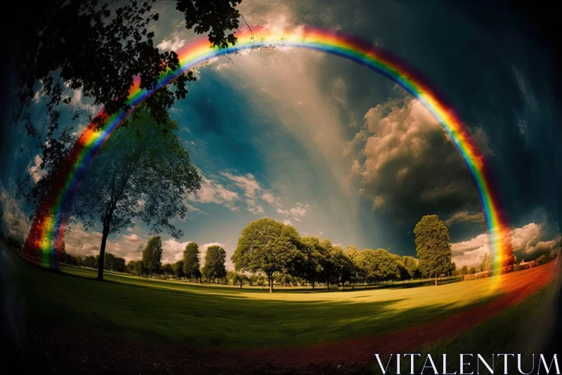 Rainbow Over Park: A Glorious Display of Nature's Beauty AI Image