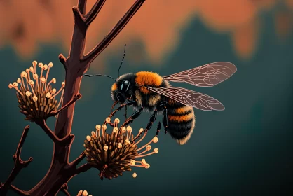Bee Pollination - Captivating Nature Art AI Image