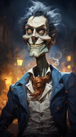 Fantasy Realism Skeleton in Suit Illustration