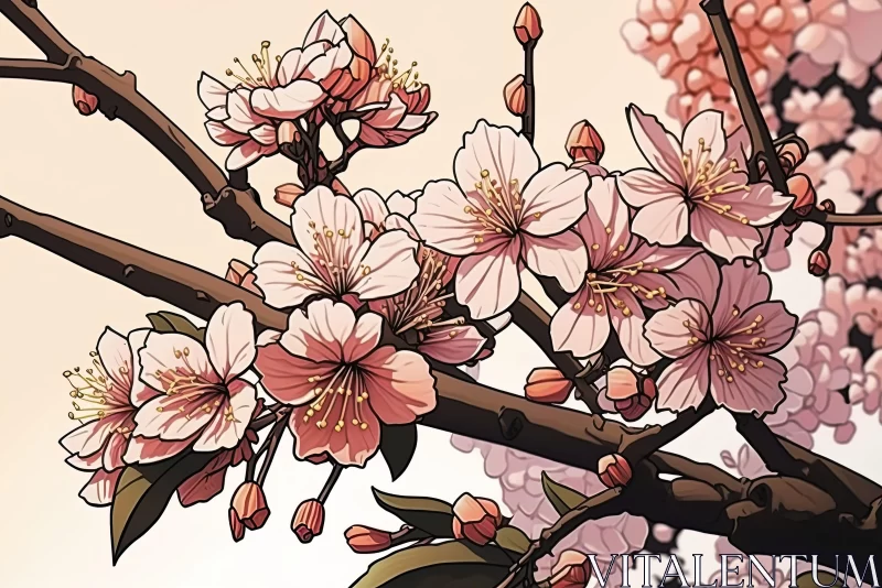 Cherry Blossoms Art: A Fusion of Styles and Hues AI Image