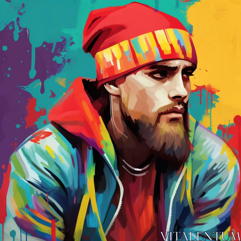 Colorful Digital Painting of John Doe in Hip-Hop Style AI Image