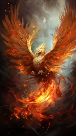Fiery Phoenix in Flight: A Testament to Power and Resilience AI Image