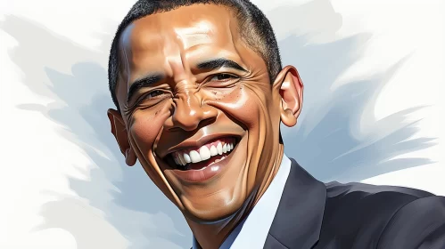 Joyful Cartoon Caricature of President Barack Obama AI Image