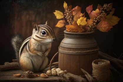 Charming Chipmunk: A Blend of Realism and Fantasy AI Image