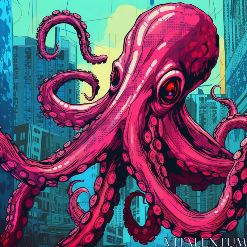 Cityscape Octopus: A Pop Art Fusion AI Image
