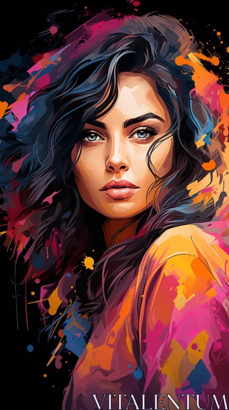 AI ART Expressive Woman in Colorful Paint: A Portrait of Emotions