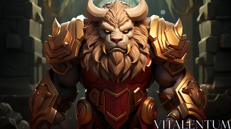 AI ART Heroic Manticore-Styled Character in Radiant Armor