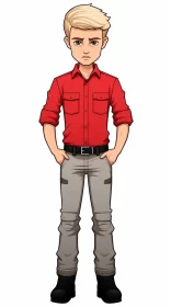 High-Contrast Animecore Male Character Illustration