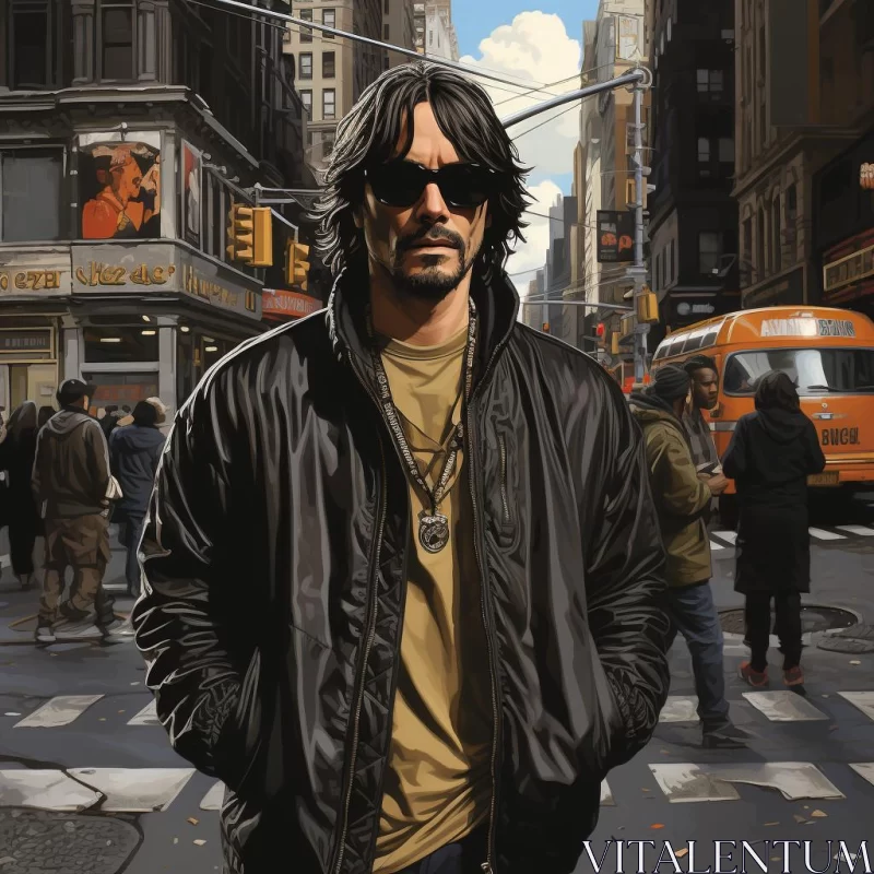 AI ART Man in Sunglasses: An Urban Street Portrait