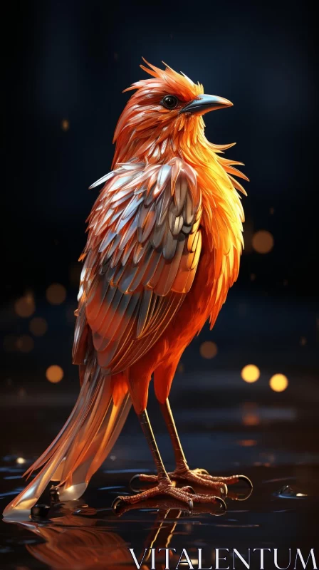 Luminous Rendered Bird Illustration in Amber Tones AI Image