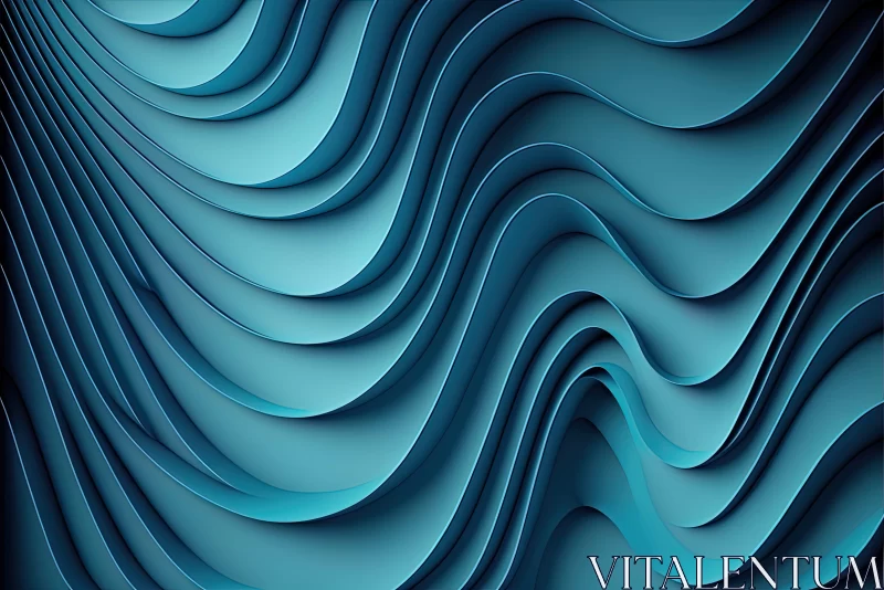 Blue Wavy Pattern: A Study in Abstract Minimalism and Sculptural Geometry AI Image
