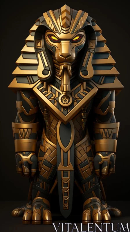 Futuristic Egyptian Statue Illustration with Exquisite Detailing AI Image