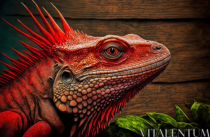 Surrealistic Portrayal of a Colorful Iguana AI Image