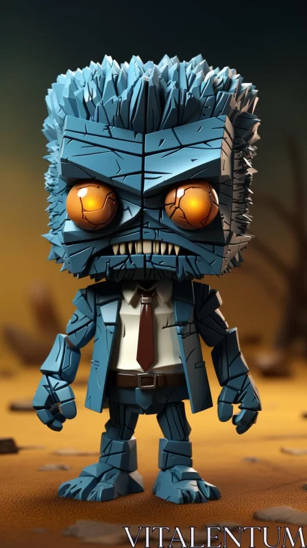 Zombie Figurines and Sculptures in Brown and Blue Tones AI Image