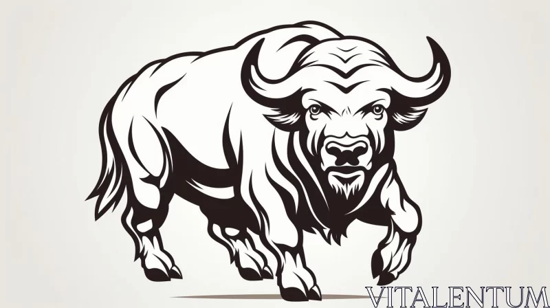 Bison Vector Illustration with High Contrast Shading AI Image