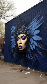 Dark Azure and Gold Fairy Tale Mural on Hudson Street AI Image