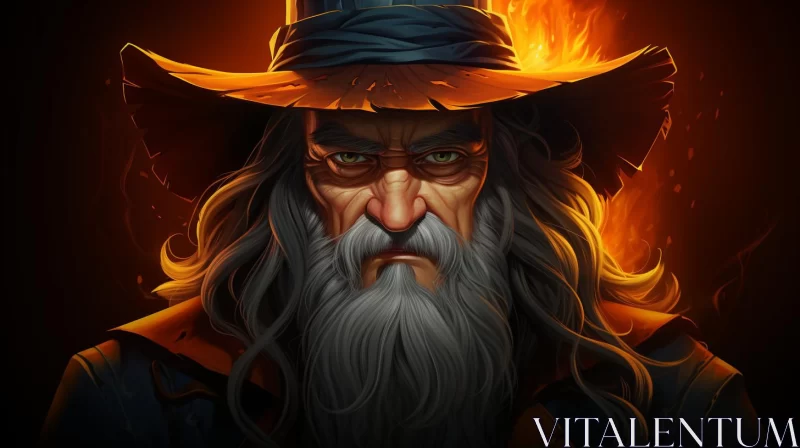 Fiery Wizard in 2D Game Art Style AI Image