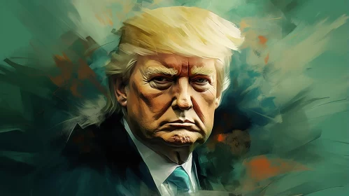 Oil Portrait of President Trump in Expressionist Imagery AI Image