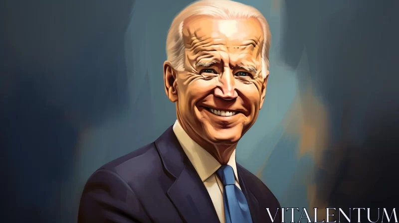 Charming Cartoon-Styled Portrait of President Joe Biden AI Image