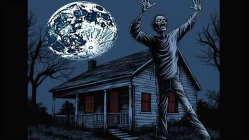 Chilling Zombie Poster in Rural America AI Image