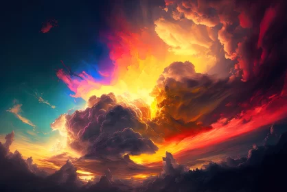 Colorful Abstract Cloud Painting Illustration