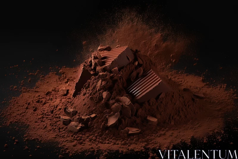 Matte Painting Style Chocolate Pile amidst Grandiose Ruins AI Image