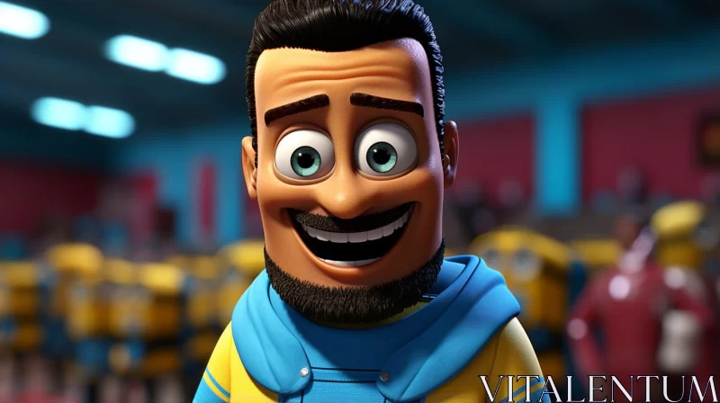 Smiling Cartoon Character in Detailed Realism AI Image